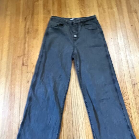 Levis Jeans Womens 30 Fadded Black Mile High Cropped Wide Leg Pants - Picture 1 of 11